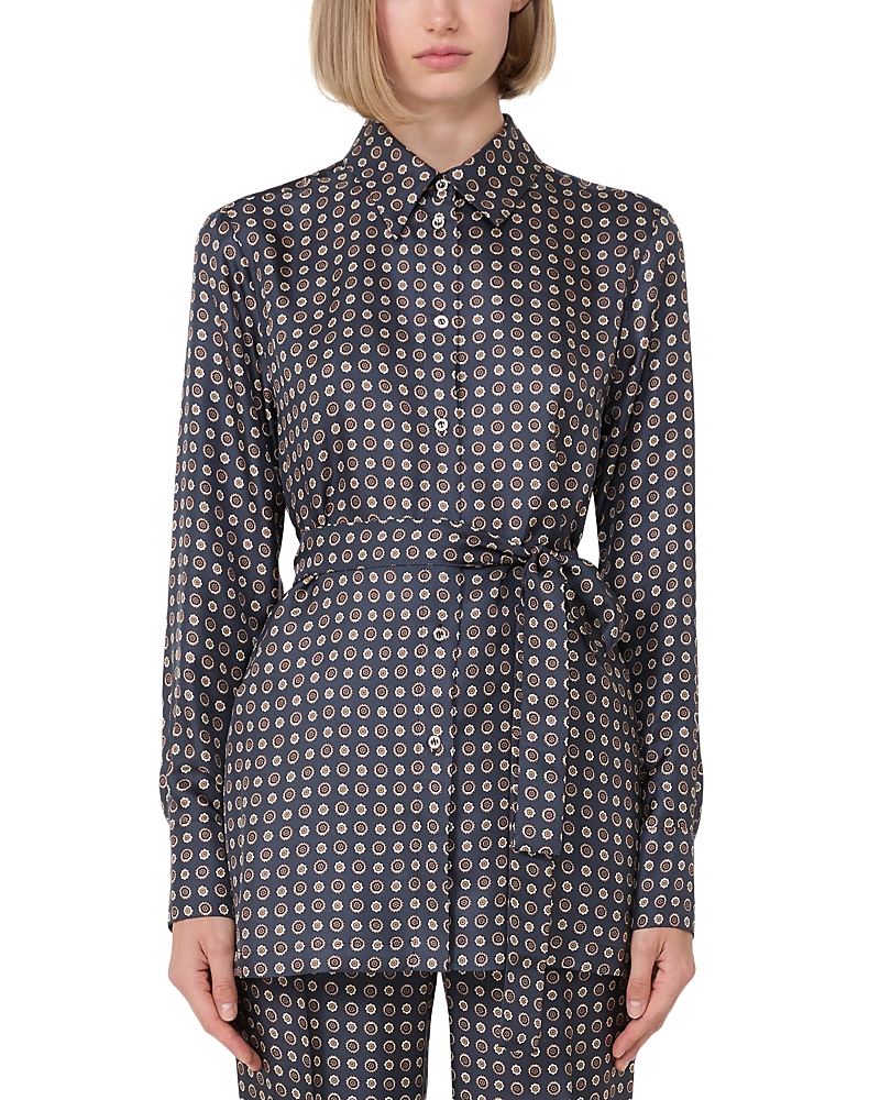 Max Mara Boccale Silk Shirt In Blue