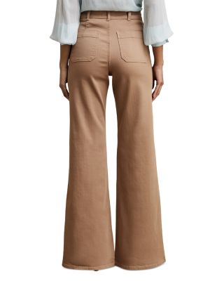 Sakura Patch Pocket Flare Jeans in Taupe Neutral 