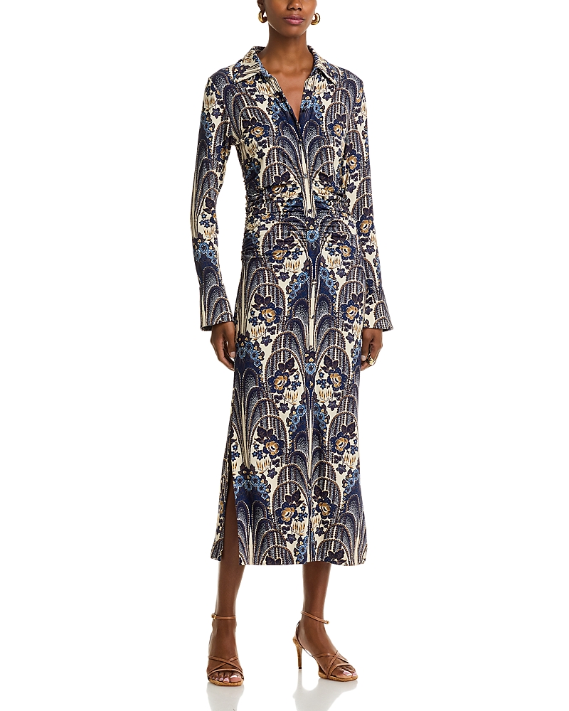 Cara Cara Shirley Midi Collar Button Front Dress In Blue