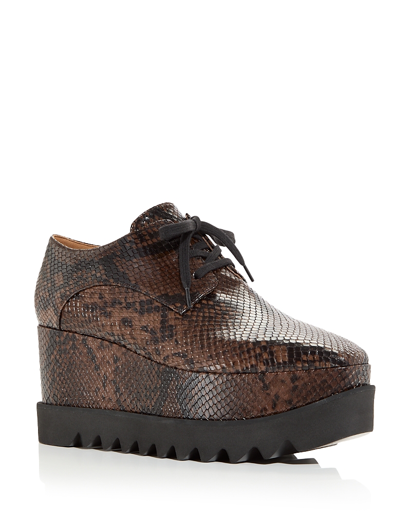 Stella Mccartney Women's Elyse Snake Embossed Wedge Sneakers In Brown