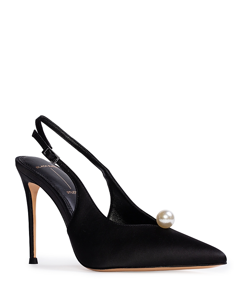 Black Suede Studio Reina Slingback Pointed Toe Pump In Black