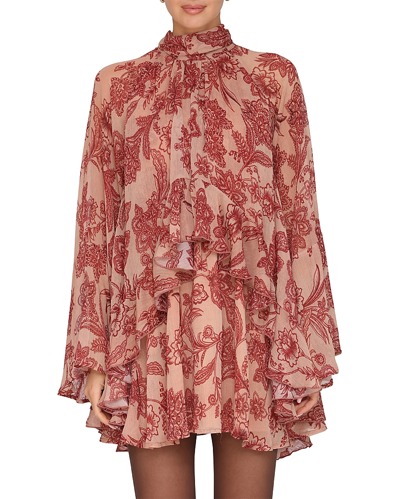 Avec Les Filles Ruffled Mini Dress In Multi