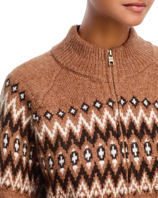 525 Fair Isle Zip Bomber Sweater
