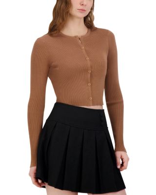 Knit Crewneck Cropped Cardigan Sweater