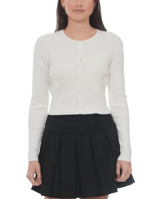 Knit Crewneck Cropped Cardigan Sweater