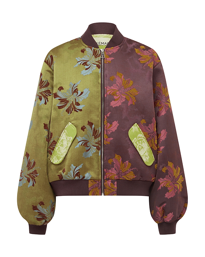 Alemais Adriana Padded Floral-brocade Bomber Jacket In Multi