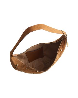 The Essential Studded Suede Curve Shoulder Bag