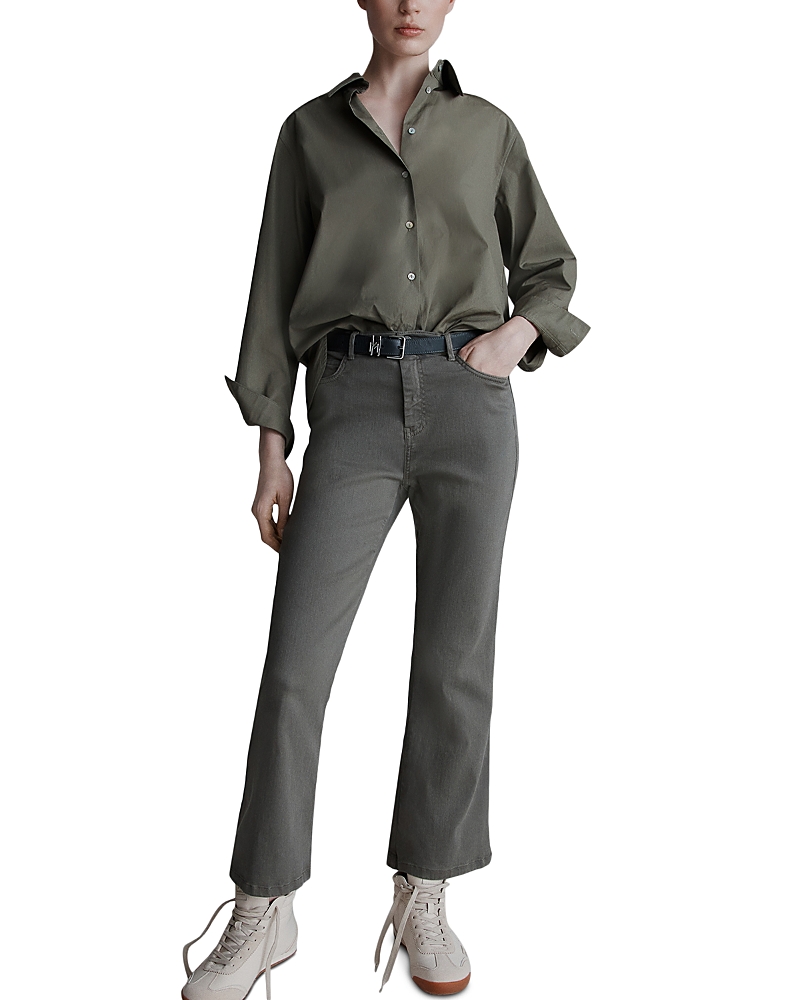 Marella Artemio High Rise Flare Leg Jeans In Olive In Gray