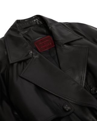 Firstclass Black Leather Trench Coat