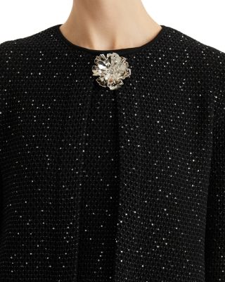 Long Tweed Textured Jacket with Fringe Edges