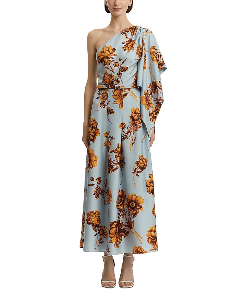 Oscar de la Renta One Shoulder Silk Drape Dress