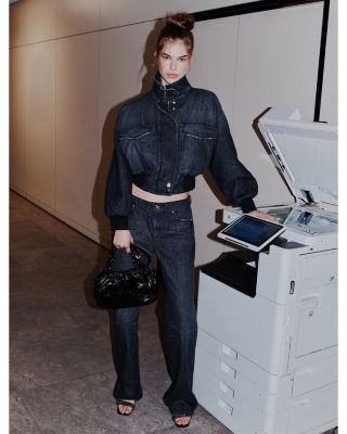 Super Black Mid Rise Wide Leg Jeans in Black