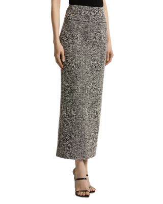 Boucle Jersey Tweed Tailored Midi Skirt