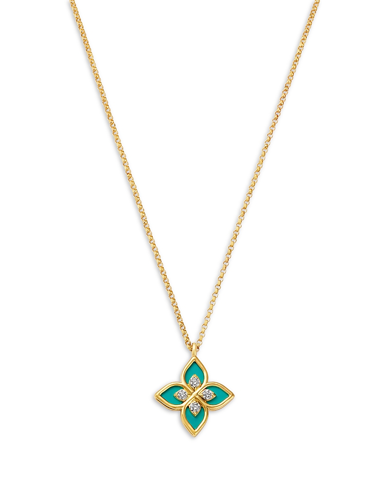 Roberto Coin 18k Yellow Gold Diamond Ceramic Venetian Princess Necklace, 17 In Gold