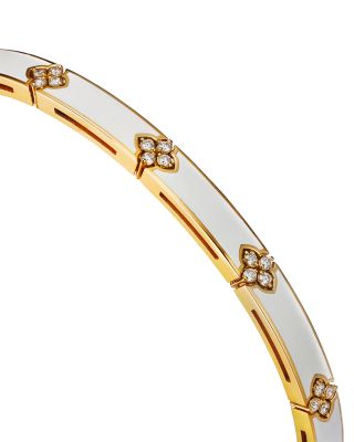 18K Yellow Gold Diamond Love in Verona Ceramic Enamel Bangle Bracelet