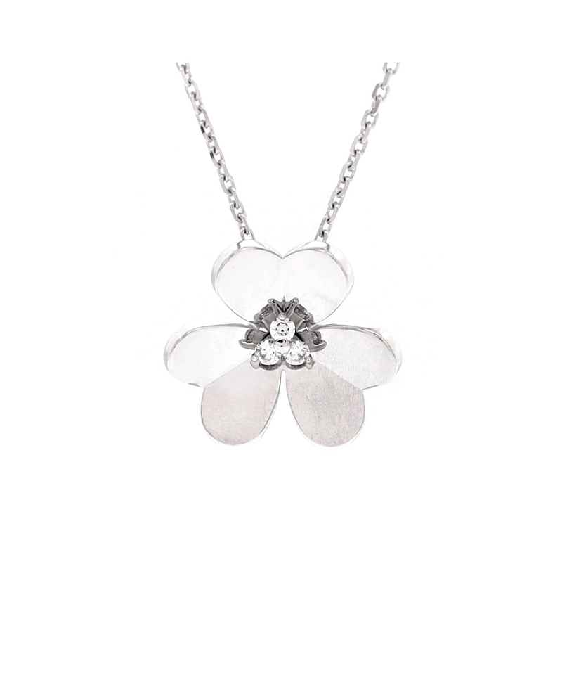 Pre-owned Pre-owned Van Cleef & Arpels Van Cleef & Arpels Large Frivole Pendant Necklace 18k White Gold With Diamonds