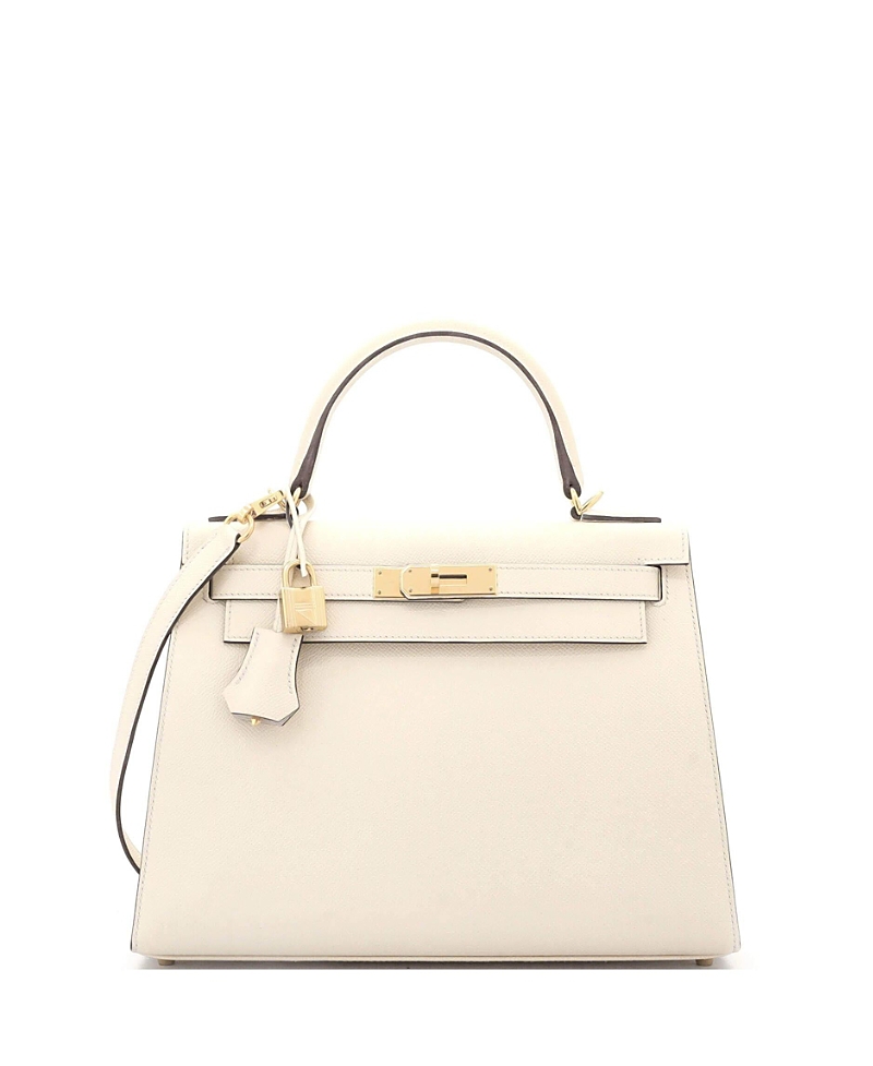 Pre-owned Pre-owned Hermes Hermes Kelly 28 Handbag Light Epsom With Gold Hardware In White
