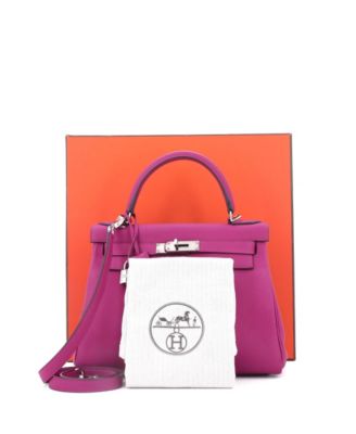 Kelly 28 Handbag Pink Togo with Palladium Hardware
