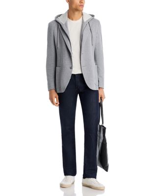 Double Face Jersey Removable Hood Slim Fit Sport Coat