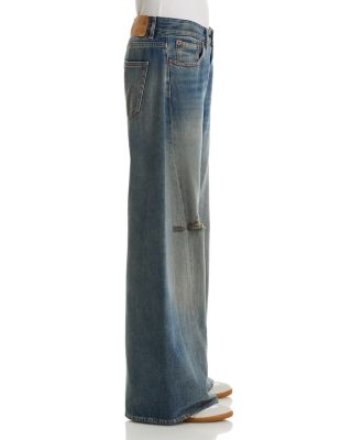 Low Rise Wide Jeans in Grey Blue
