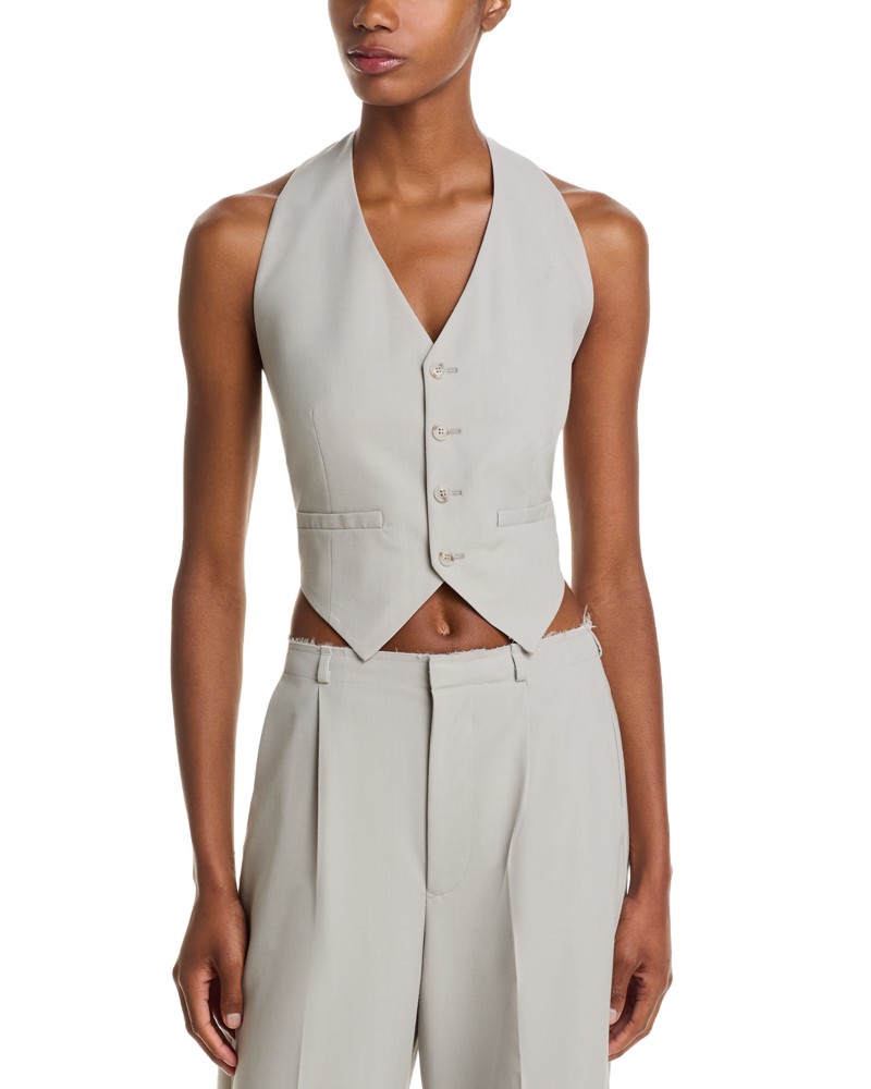 MM6 Maison Margiela Open Back V Neck Vest in Pale Grey