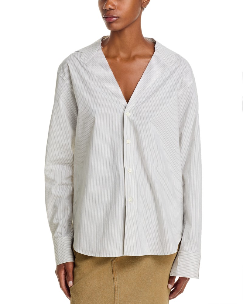 MM6 Maison Margiela Striped Poplin Shirt in Off White