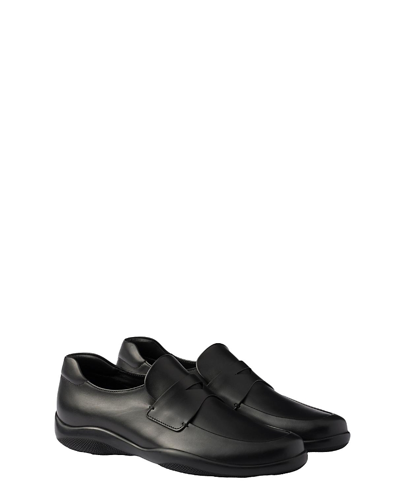 Prada Toblach Leather Loafers In Black
