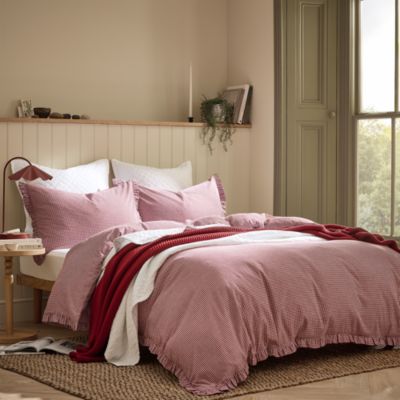 Gingham Ruffle Duvet Cover Set, Full/Queen