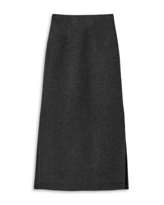 High Waisted Wool Blend Midi Skirt  