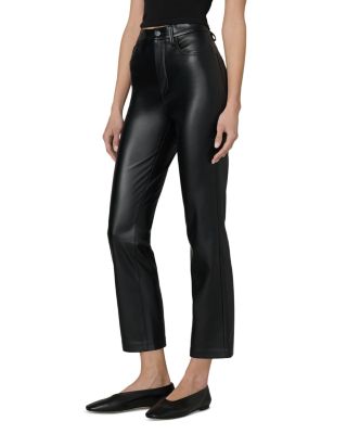 The Lyra Slim Faux Leather Jeans in Black