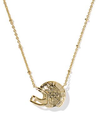 Football Helmet 14K Gold Plated Pendant Necklace, 16-19"