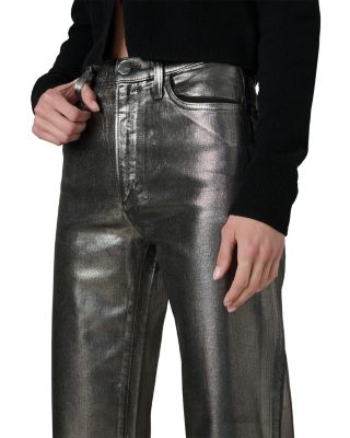 The Blake Cropped Wide Leg Jeans in Pewter Foil