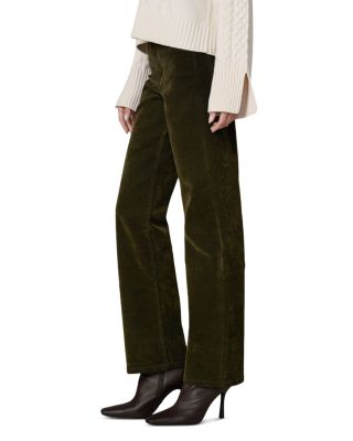 The Margot Straight Flocked Jeans in Olive