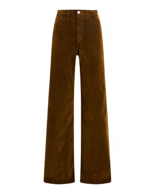 The Mia Wide Leg Flocked Jeans in Bronze Brown