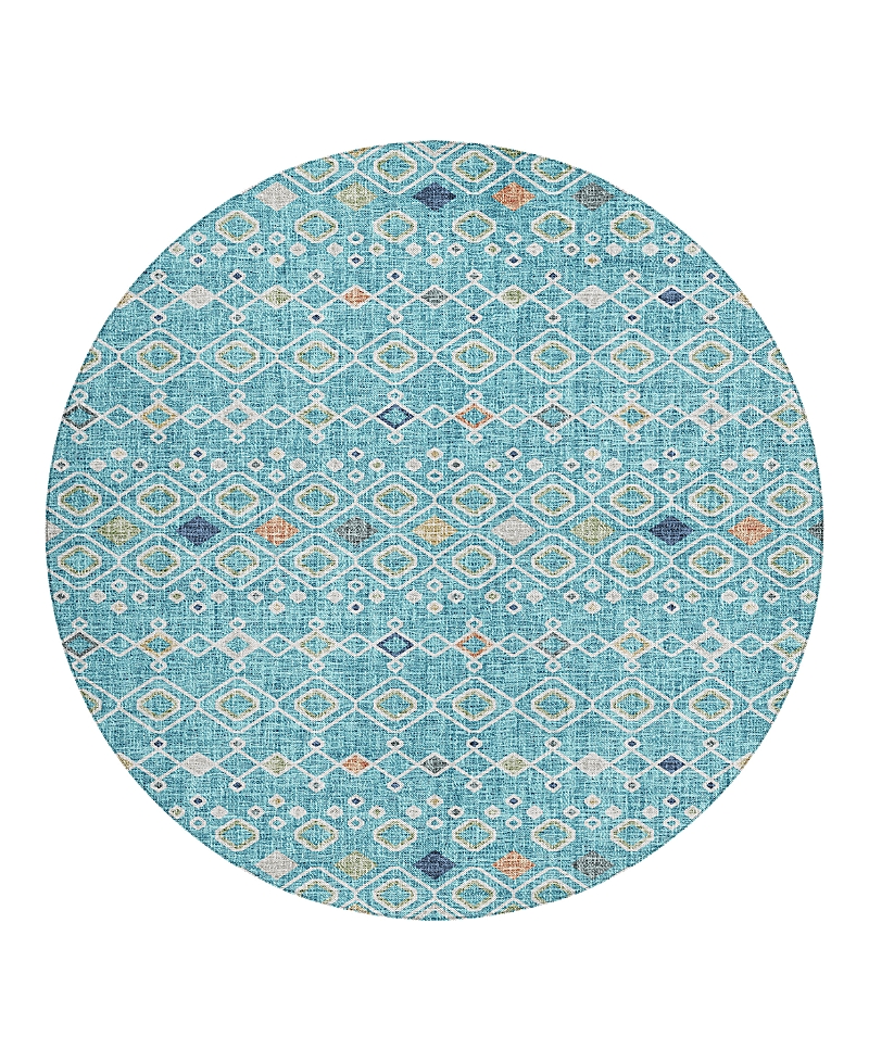 Dalyn Rug Company Dalyn Portico Washable Po4 Round Area Rug, 8' X 8' In Blue