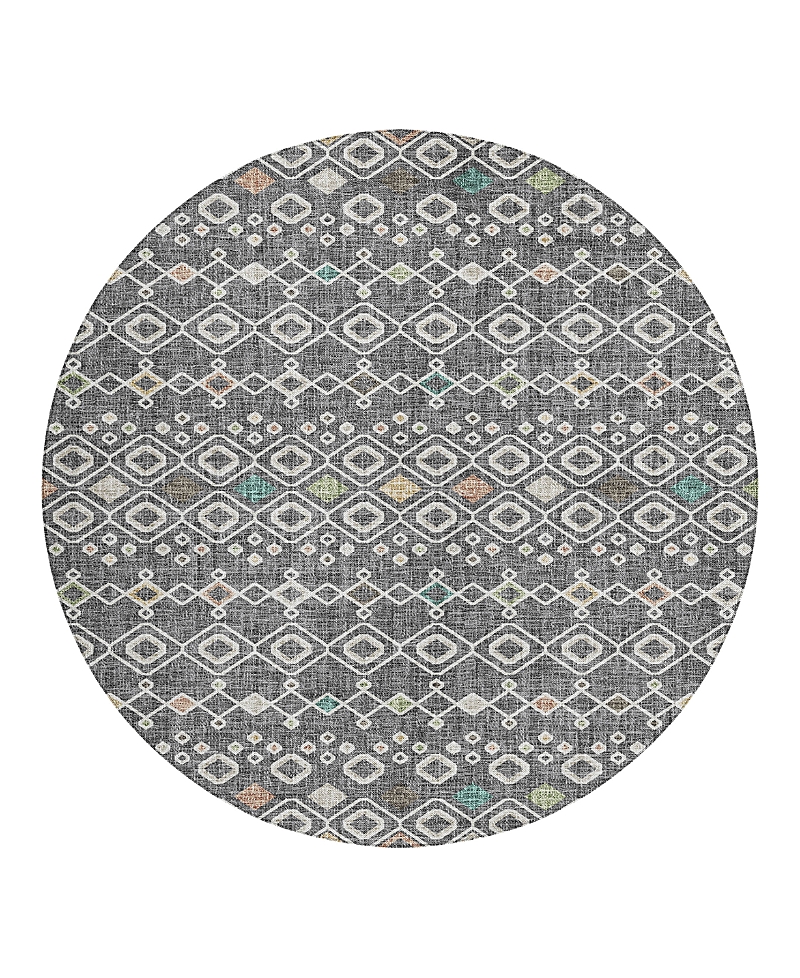 Dalyn Rug Company Dalyn Portico Washable Po4 Round Area Rug, 8' X 8' In Gray