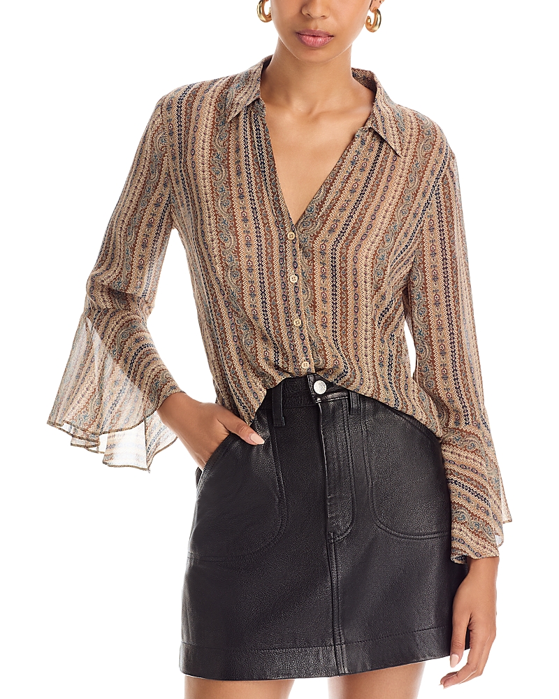 Paige Jasmeet Silk Blouse In Brown