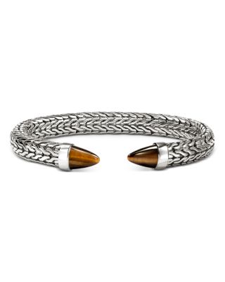 Men's Sterling Silver Tiger Eye Spear 50 Flex Cuff