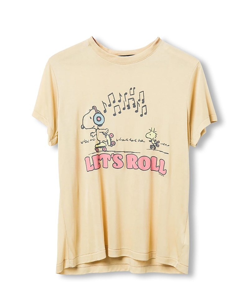Junk Food Clothing Women's Peanuts Let's Roll Vintage-like Tissue Tee