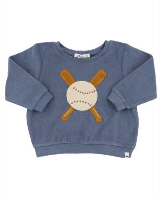 Unisex Terry Baseball Applique Brooklyn Boxy Sweatshirt - Little Kid