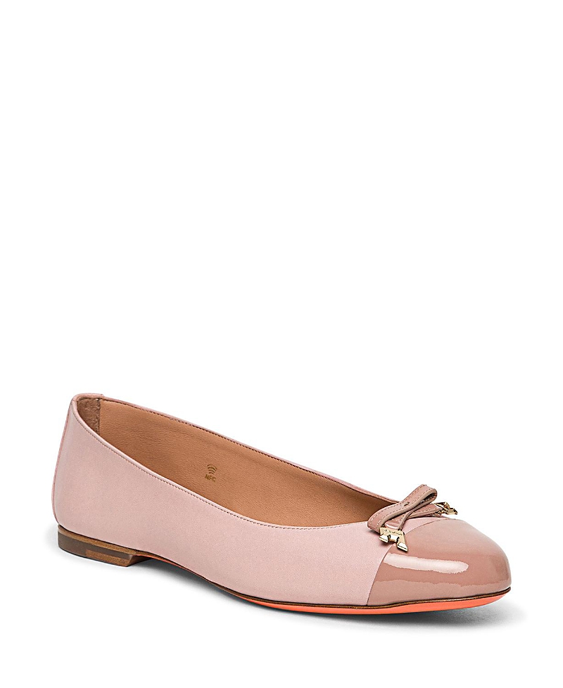 Santoni Women's Leather and Patent Leather Ballet Flat