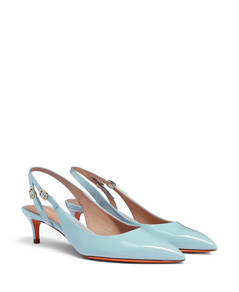 Santoni Women's Patent Leather Mid-Heel Slingback