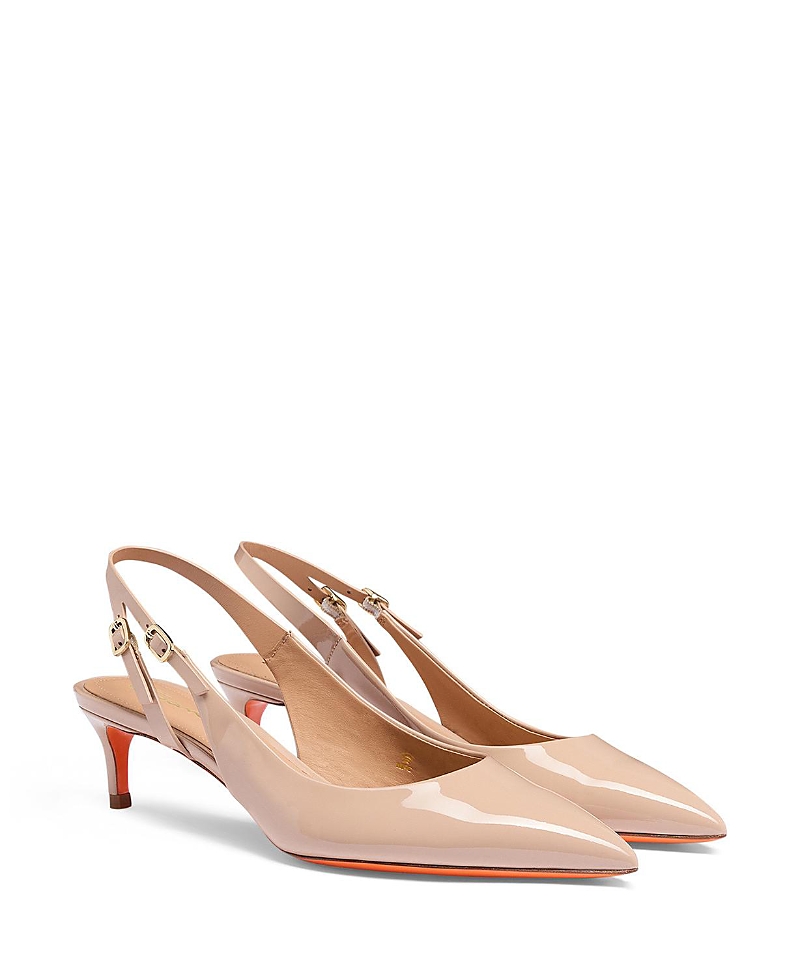 Santoni Women's Patent Leather Mid-Heel Slingback