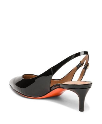 Women's Patent Leather Mid-Heel Slingback