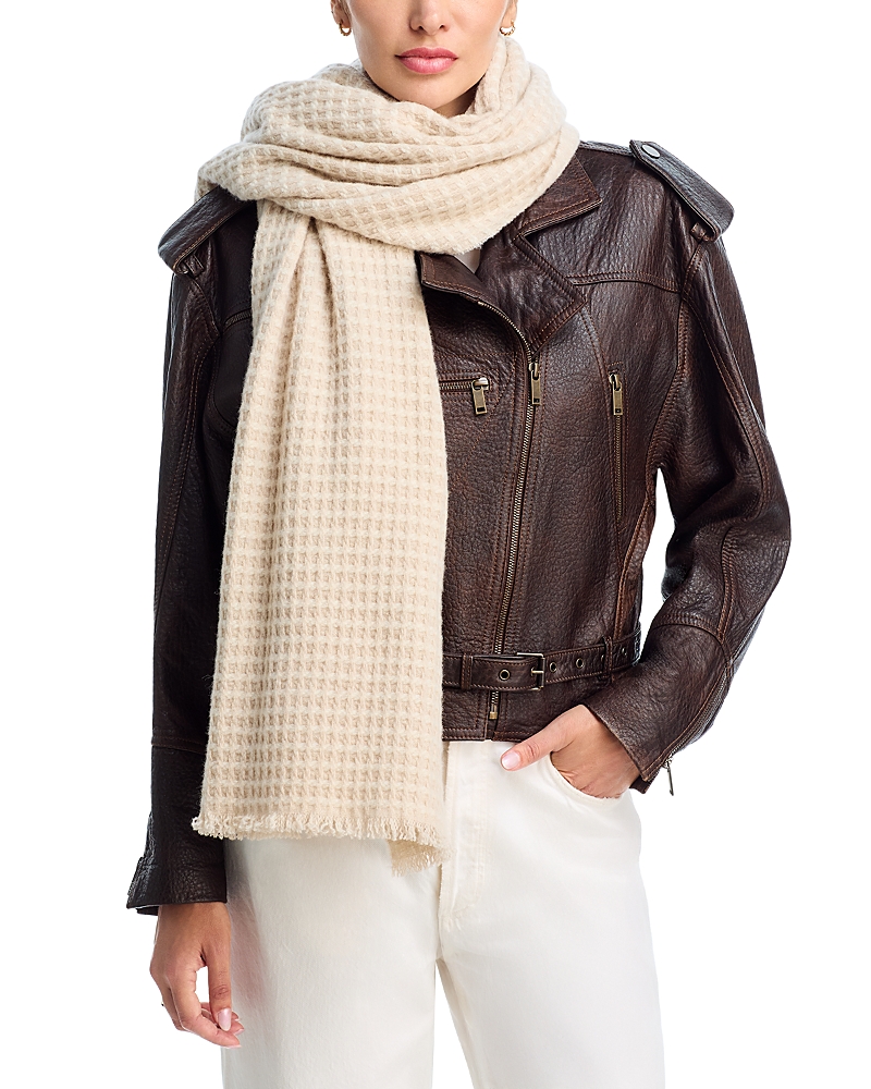 Rag & Bone Joni Recycled Wool Blend Waffle Scarf In Neutral