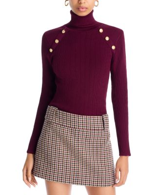 Button Trim Turtleneck Sweater - Exclusive