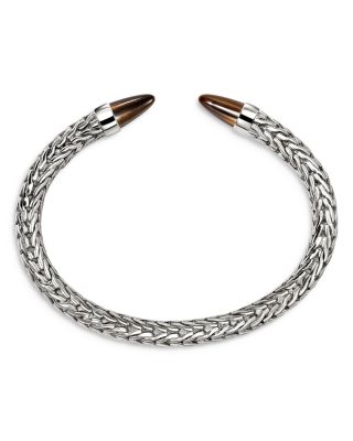 Men's Sterling Silver Tiger Eye Spear 50 Flex Cuff