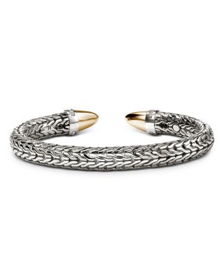 Sterling Silver & 14K Yellow Gold Diamond Spear 50 Flex Cuff, 0.25 tcw