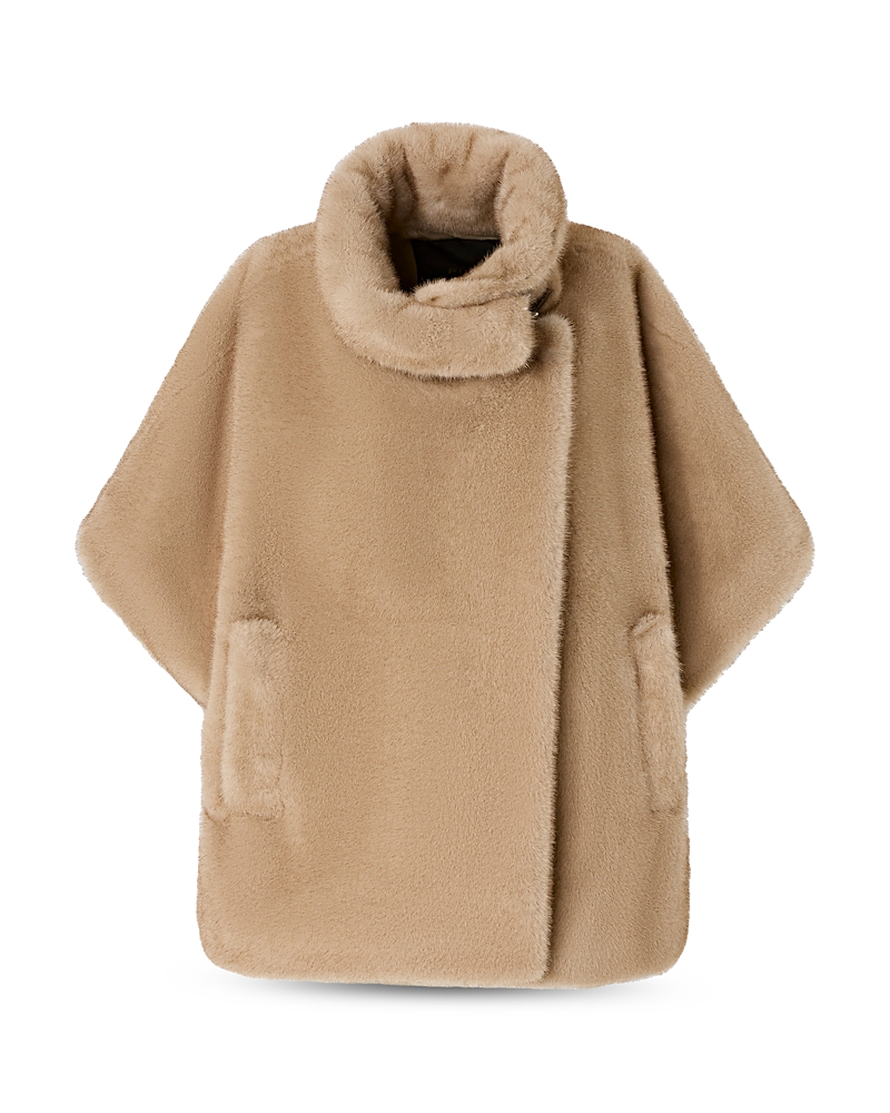 Pinko High Neck Beige Coat With Concealed Fastening And Welt Pockets In Brown