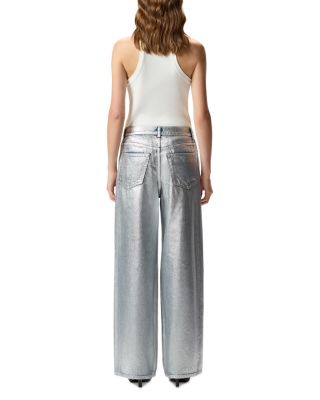 Lauryn Loose Coated Jeans in Laminated Silver